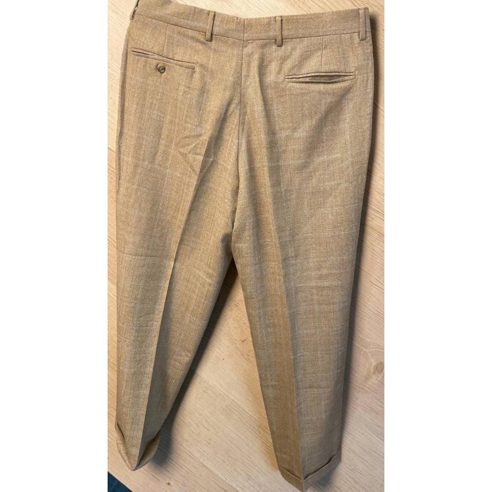 Jos. A. Bank Pleated Front Cuffed Glen Plaid Men's 35 REG Wool Pants - Picture 3 of 8